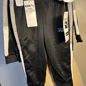 PUMA Kids Black and White Joggers